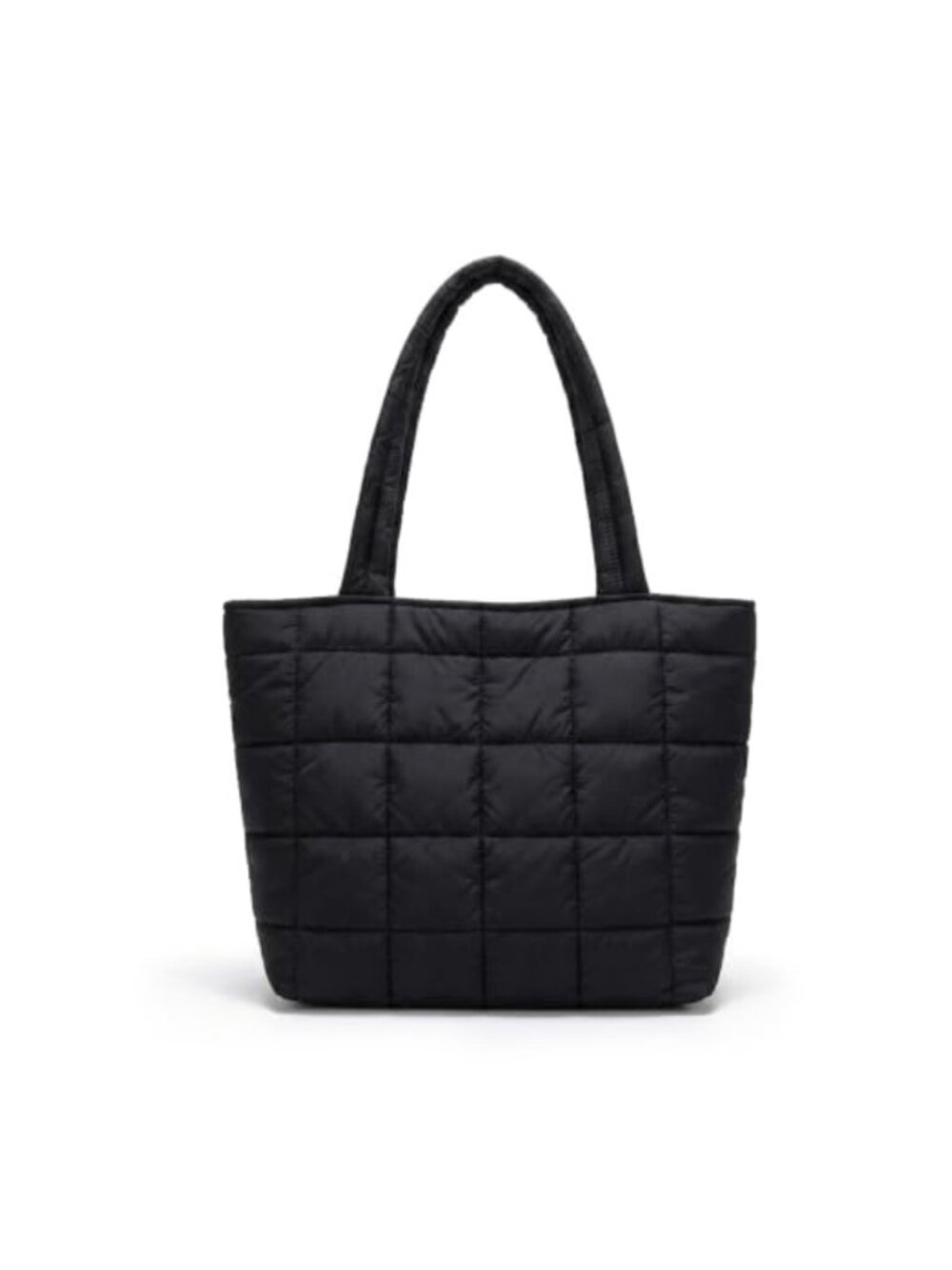 Quilted Puffer Tote Bag with Zipper, Large Travel Work Shoulder Handbag for